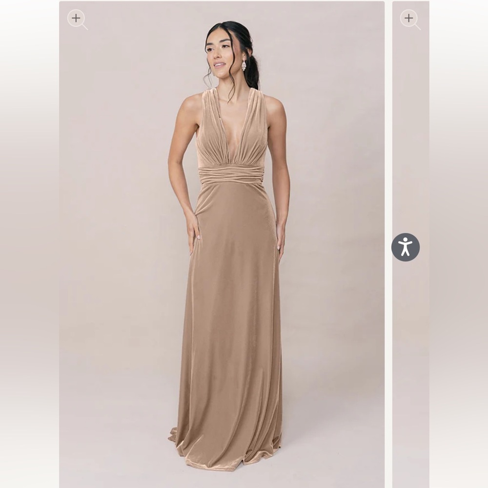Revelry Brown Ruched Wrap Maxi Dress